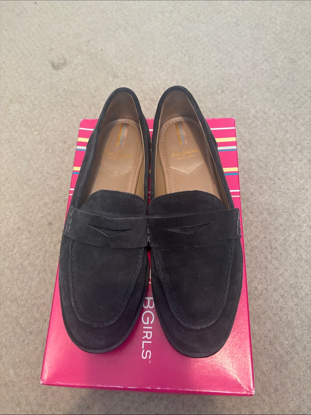 Sam Edelman Black Suede Penny Loafers - Classic Slip-On